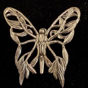 John Hardy Butterfly Brooch Scarf Clip Silver Tone - Signed
